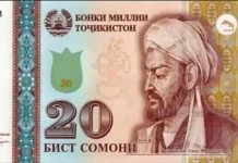 تصویر ابنسینا بر اسکناس ۲۰۰ سامانی تاجیکستان