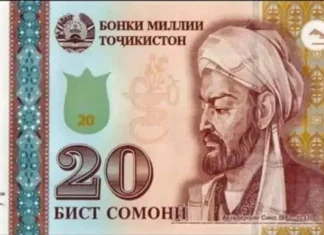 تصویر ابنسینا بر اسکناس ۲۰۰ سامانی تاجیکستان